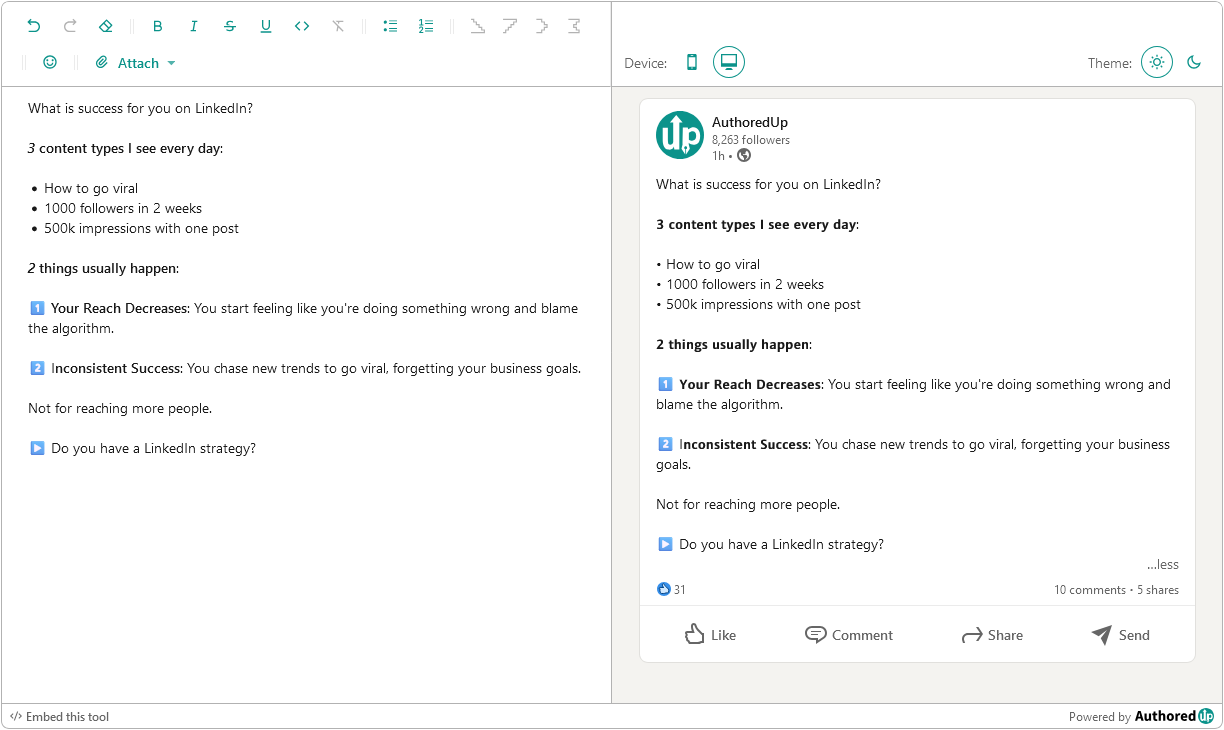 Linkedin text formatter free linkedin tool authoredup